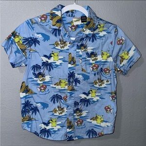 Pokemon Boys Aloha Vacay Short Sleeve Button-Up Shirt | Size Medium